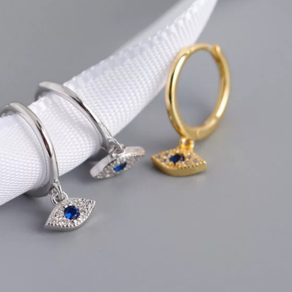 🔥👁Insta sterling silver\gold plated eye small hoop earrings - Picture 7 of 7